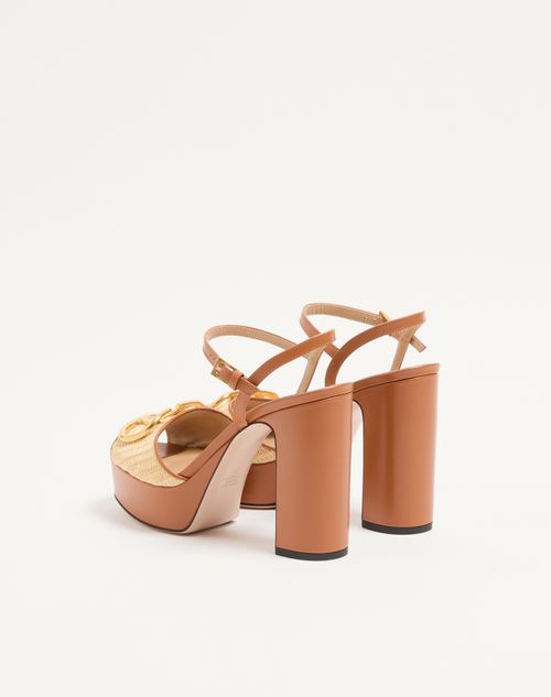 Valentino Garavani - Vlogo Signature Platform Sandal In Raffia 115mm - Beige - Woman - Sandals